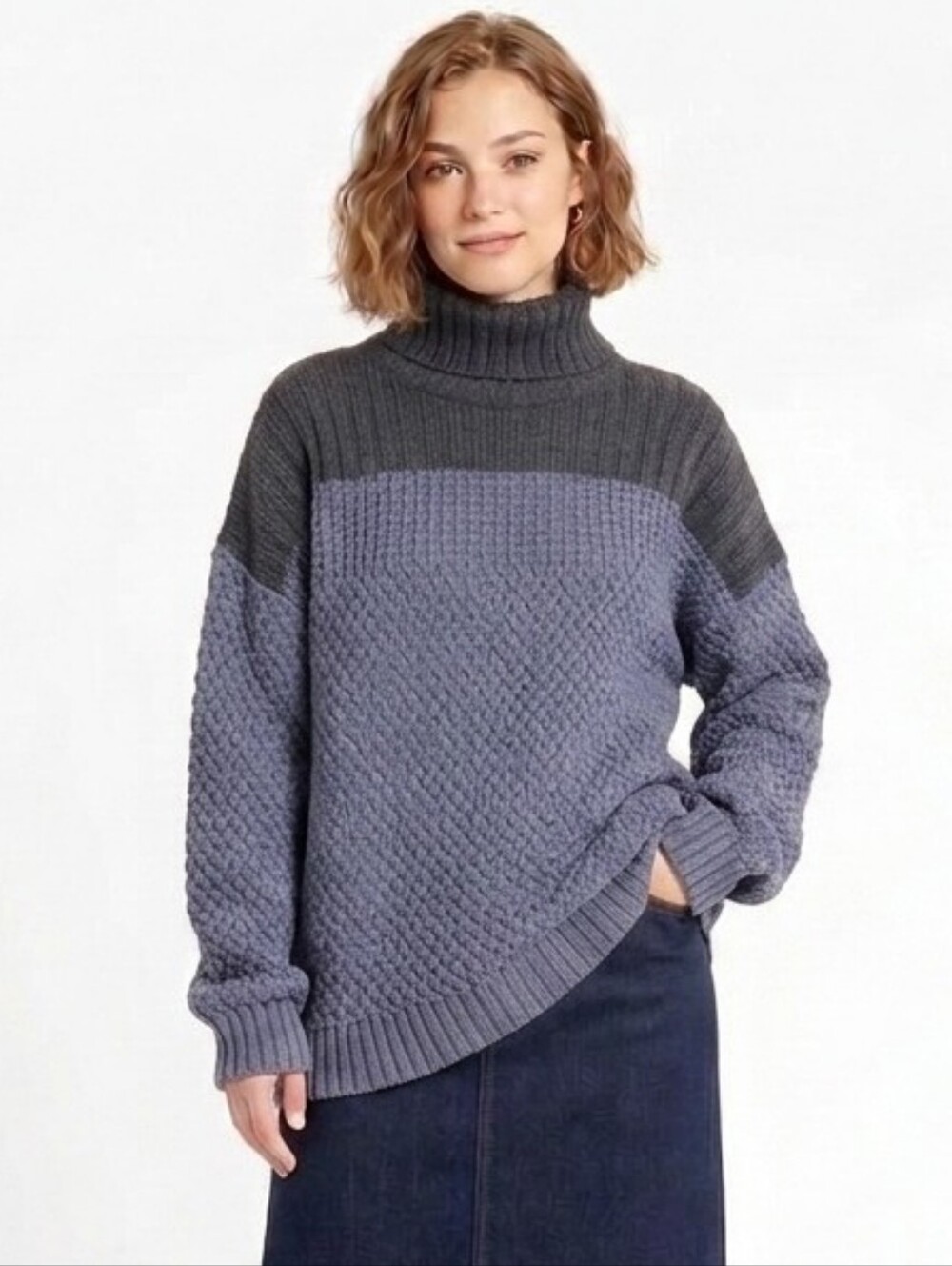 NWT RARE PRANA GERANIUM BLUE TUNIC TURTLENECK SWEATER OVERSIZED WOOL S